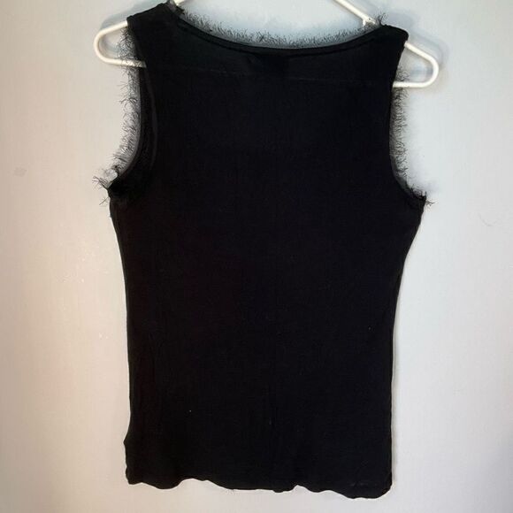 Tuxedo Eyelash Fringe Jersey Tank Top. Small. Goth - Picture 2 of 7